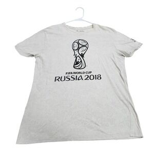 FIFA World Cup Russia 2018 Graphic T-Shirt Mens XL Cream All Over Print Soccer